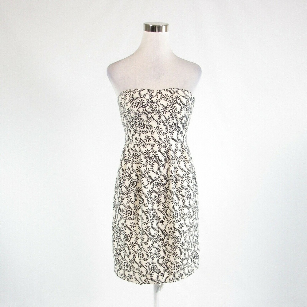 Ivory black J. CREW empire waist dress 6